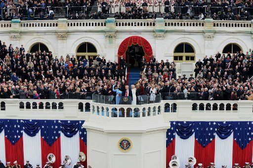 President Donald Trump waves to the crowd after taking the Oath of Office at his inauguration on January 20, 2017, in Washington, D.C. Trump was sworn in as the 45th President of the United States. Photo by Pat Benic\/