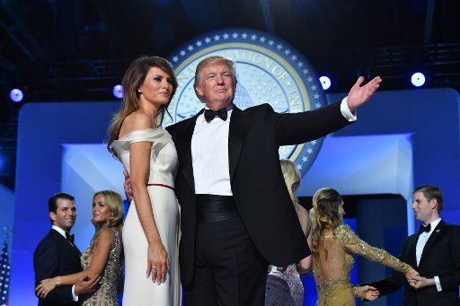 President Donald Trump and First Lady Melania Trump dance at the Freedom Ball on January 20, 2017, in Washington, D.C. Trump attended a series of balls to cap off his Inauguration. Photo by Kevin Dietsch\/