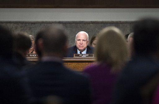 Sen. John McCain (R-AZ) questions National Intelligence Director James Clapper during a Senate Armed Services hearing on Foreign Cyber Threats to the United States on Capitol Hill in Washington, D.C. on January 5, 2017. Photo by Kevin Dietsch\/