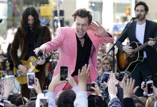 Harry Styles performs on the NBC Today Show at Rockefeller Center in New York City on May 9, 2017. Photo by John Angelillo\/