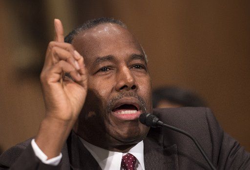 Ben Carson testifies during his Senate Banking, Housing and Urban Affairs Committee confirmation hearing to be HUD secretary in the upcoming Trump Administration, on Capitol Hill in Washington, D.C. on January 12, 2017. Photo by Kevin Dietsch\/