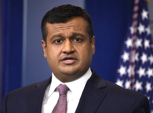 White House Principal Deputy Press Secretary Raj Shah makes remarks during his first daily press briefing, at the White House, February 8, 2018, in Washington, DC. Shah was questioned primarily about the resignation of Staff Secretary Rob Porter after allegations of domestic abuse surfaced recently. Photo by Mike Theiler\/