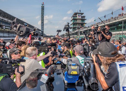 James Hinchcliffe is interviewed after qualifications end with Hinchcliffe missing the Indianapolis 500, at the Indianapolis Motor Speedway on May 19, 2018 in Indianapolis, Indiana. Photo by Edwin Locke\/