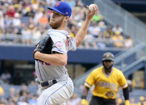 New York Mets starting pitcher Zack Wheeler (45) throws in the first inning against the Pittsburgh Pirates at PNC Park on July, 29, 2018 in Pittsburgh. Photo by Archie Carpenter\/
