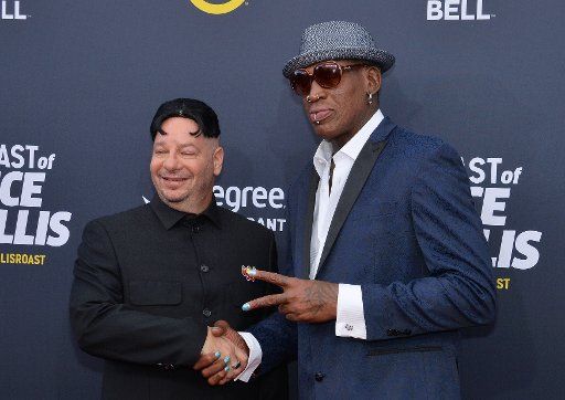 Comdian Jeff Ross and former NBA player Dennis Rodman arrive for Comedy Central\