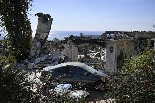 Total destruction with an ocean view is all that is left of this home on Latigo Bay View Drive that burned In what is being called the Woolsey Fire in Malibu, CA on November 14, 2018. Photo by John McCoy\/UPI.