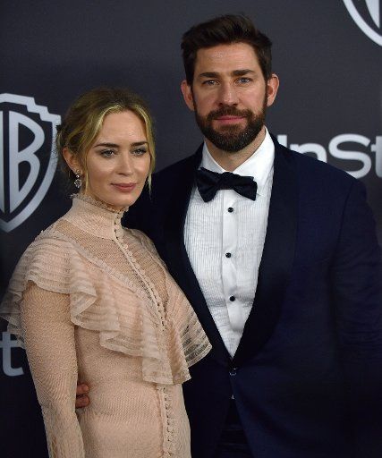 Emily Blunt (L) and John Krasinski attend the 20th annual InStyle and Warner Brothers Golden Globes After-Party at the Beverly Hilton in Beverly Hills, California on January 6, 2019. Photo by Christine Chew\/