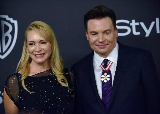 Mike Myers (R) and Kelly Tisdale attend the 20th annual InStyle and Warner Brothers Golden Globes After-Party at the Beverly Hilton in Beverly Hills, California on January 6, 2019. Photo by Christine Chew\/