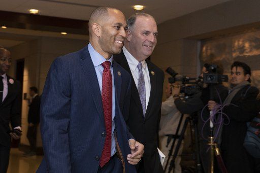 Rep. Hakeem Jeffries (D-NY) arrives at a Democratic caucus meeting at the US Capitol in Washington, DC on November 28, 2018. House Democrats are set to elect their leadership team for the upcoming 116th Congress which will begin in January 2019. Photo by Alex Edelman\/