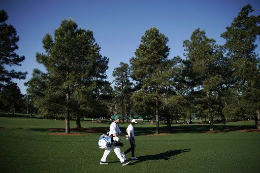 Tommy Fleetwood of the United Kingdom walks to his tee ball at practice on the Wednesday before the 2019 Masters Tournament at Augusta National Golf Club in Augusta, Georgia, on April 10, 2019. Photo by John Angelillo\/
