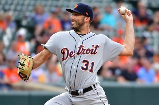 Detroit Tigers starting pitcher Ryan Carpenter delivers to the Baltimore Orioles during the first inning at Camden Yards in Baltimore, May 29, 2019. Photo by David Tulis\/