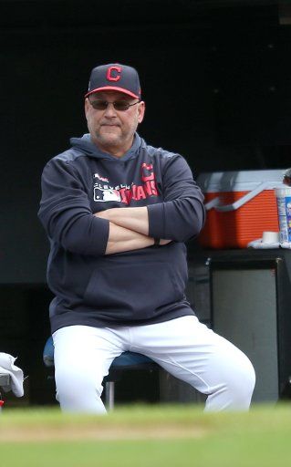 Cleveland Indians manager Terry Francona looks on from the dugout against the New York Yankees in Cleveland OH June 8, 2019. Photo by Aaron Josefczyk\/
