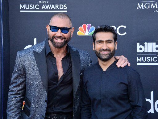 Dave Bautista (L) and Kumail Nanjiani arrive for the 2019 Billboard Music Awards at the MGM Grand Garden Arena in Las Vegas, Nevada on May 1, 2019. Photo by Jim Ruymen\/