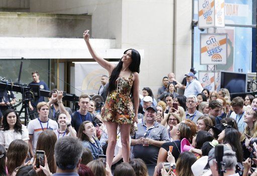 Kacey Musgraves takes a selfie when she performs on the NBC Today Show at Rockefeller Center on Friday, July 19, 2019 in New York City. Photo by John Angelillo\/
