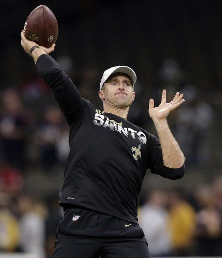 New Orleans Saints quarterback Drew Brees (9) warms up before the game with the Houston Texans at the Louisiana Supedome in New Orleans on Monday, September 9, 2019. Photo by AJ Sisco\/