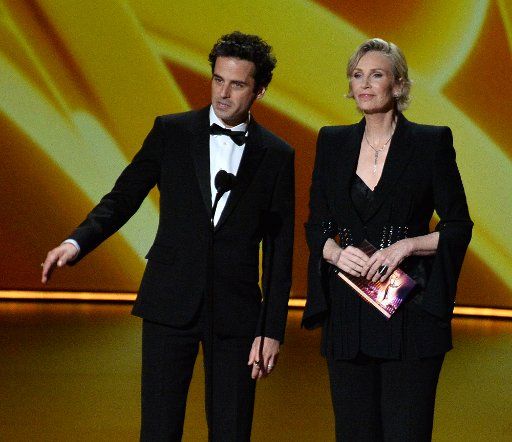(L-R) Luke Kirby and Jane Lynch onstage during the 71st annual Primetime Emmy Awards at the Microsoft Theater in downtown Los Angeles on Sunday, September 22, 2019. Photo by Jim Ruymen\/