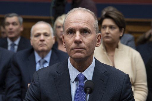 Dennis Muilenburg, CEO of Boeing testifies during the Senate Commerce, Science and Transportation Committee hearing on safety and the future of the Boeing 737 MAX on Capitol Hill in Washington, D.C. on Wednesday, October 30, 2019. Photo by Tasos Katopodis\/