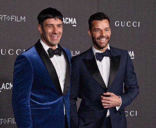 Jwan Yosef and Ricky Martin (R) attend the ninth annual LACMA Art+Film gala honoring Betye Saar and Alfonso Cuaron at the Los Angeles County Museum of Art in Los Angeles on Friday, November 2, 2019. Photo by Jim Ruymen\/