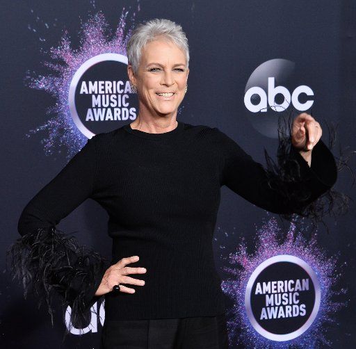 Actor Jamie Lee Curtis arrives for the 47th annual American Music Awards at the Microsoft Theater in Los Angeles on Sunday, November 24, 2019. Photo by Jim Ruymen\/