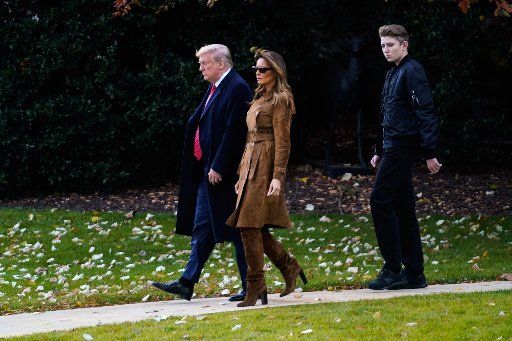 President Donald Trump, First Lady Melania Trump and their son Barron depart the White House to spend the Thanksgiving holiday in Florida, in Washington, DC on Tuesday, November 26, 2019. Photo by Kevin Dietsch\/