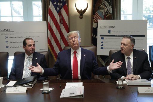 U.S. President Donald Trump speaks during a Cabinet Meeting at the White House in Washington, D.C., on Monday, October 21, 2019. Photo by Yuri Gripas\/