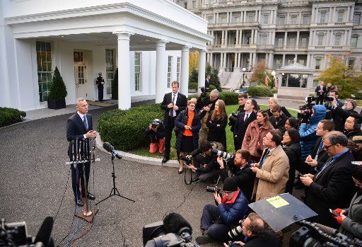 Secretary General of the North Atlantic Treaty Organization (NATO) Jens Stoltenberg speaks to the media following a meeting with President Donald Trump, in Washington, DC on November 14, 2019. Photo by Kevin Dietsch\/