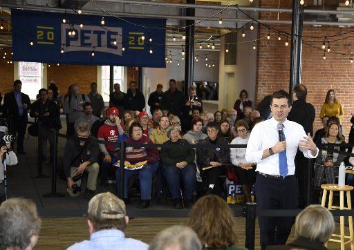 2020 Democratic presidential candidate Pete Buttigieg, a former mayor of South Bend, Indiana, makes remarks at a town hall campaign stop in Newton, Iowa, Wednesday, January 15, 2020. Campaigns are coming down to the last three weeks before Iowa\