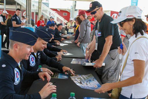 United States Air Force Thunderbirds sign autographs before the 62 Annual Daytona 500 at the Daytona International Speedway on Sunday February 16, 2020 Daytona, FL. Photo by Mike Gentry\/