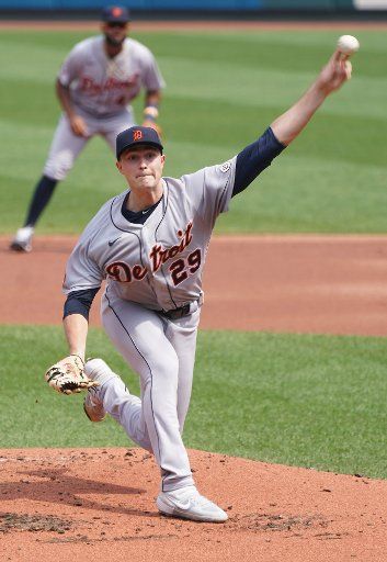 Detroit Tigers starting pitcher Tarik Skubal delivers a pitch to the St. Louis Cardinals in the first inning at Busch Stadium in St. Louis on Thursday, September 10, 2020. Photo by Bill Greenblatt