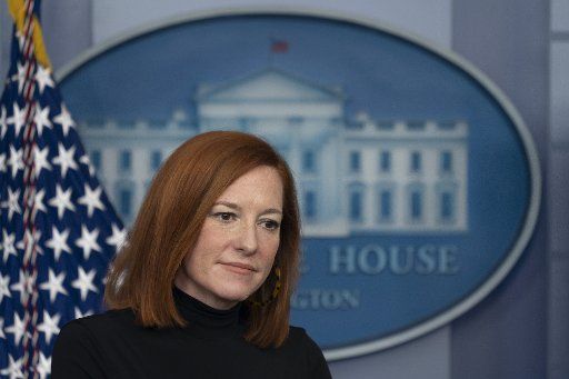 White House spokesperson Jen Psaki holds a news briefing on Wednesday, February 3, 2021 at the White House in Washington, DC. Photo by Chris Kleponis
