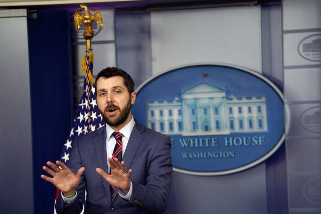 U.S. National Economic Council Director Brian Deese speaks at a press briefing at the White House in Washington, DC on Monday, April 26, 2021. Deese confirmed the plan to increase the capital gains tax for the rich to pay for the infrastructure bill. Photo by Yuri Gripas
