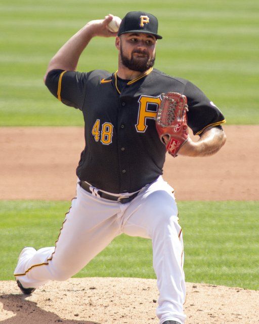 Pittsburgh Pirates starting pitcher Bryse Wilson (48) throws in the second inning against the Detroit Tigers at PNC Park on Sunday, September 6, 2021 in Pittsburgh. Photo by Archie Carpenter