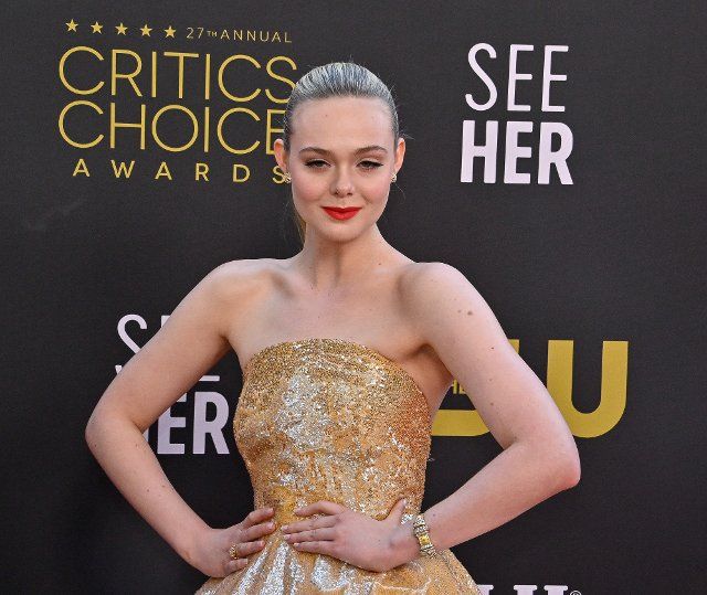 Elle Fanning attends the 27th annual Critics Choice Awards at the Fairmont Century Plaza on Sunday, March 13, 2022. UPI Photo Jim Ruymen