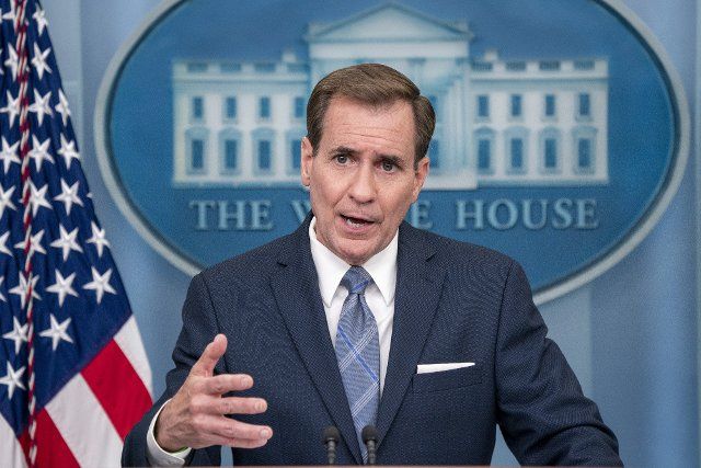 Coordinator for Strategic Communications at the National Security Council John Kirby responds to a question from the news media during the daily briefing in the White House briefing room in Washington, DC in June 23, 2022. Photo by Shawn Thew