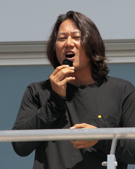 Actor Sung Kang attends the "FUELFEST JAPAN 2022" at Fuji International Speedway in Shizuoka-Prefecture, Japan on Thursday, August 11, 2022. Photo by Keizo Mori