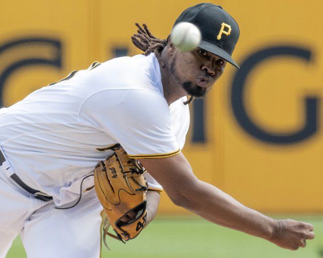 Pittsburgh Pirates starting pitcher Luis Ortiz (75) throws in the first inning against the Chicago Cubs at PNC Park on Sunday September 25, 2022 in Pittsburgh. Photo by Archie Carpenter