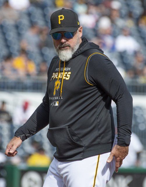 Pittsburgh Pirates manager Derek Shelton (17) returns to the dugout during the seventh inning of the 8-3 Cubs win against the Pittsburgh Pirates at PNC Park on Sunday September 25, 2022 in Pittsburgh. Photo by Archie Carpenter