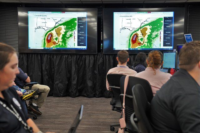 FEMA Region 4 staff and federal partners at the Regional Response Coordination Center in Atlanta are pictured on Tuesday, September 27, 2022, working around the clock in preparation for Hurricane Ian. Photo by FEMA