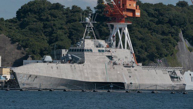 Independence-class littoral combat ship, USS Oakland (LCS-24) is seen anchored at Fleet Activities (FLEACT) Yokosuka in Kanagawa-Prefecture, Japan on Friday, September 30, 2022. Photo by Keizo Mori