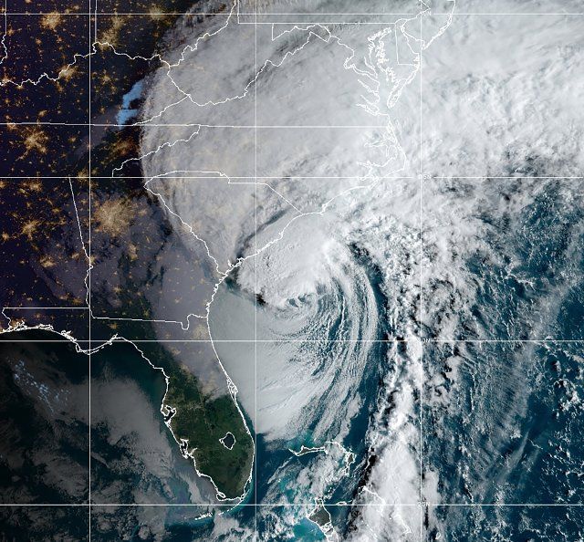 Hurricane Ian is seen in this NOAA satellite image taken at 08:11 Eastern Time on Friday, September 30, 2022. The National Hurricane Center warned of a "life-threatening storm surge" along the coast of Georgia, North Carolina and South Carolina on Friday as a reconstituted Hurricane Ian strikes land again from the Atlantic Ocean. Photo by NOAA