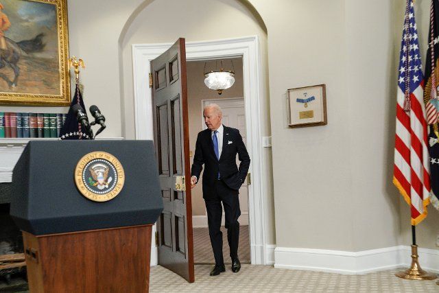 U.S. President Joe Biden arrives to deliver remarks on the ongoing federal response for Hurricane Ian in the Roosevelt Room at the White House in Washington DC, on Friday, September 30, 2022. Photo by Yuri Gripas