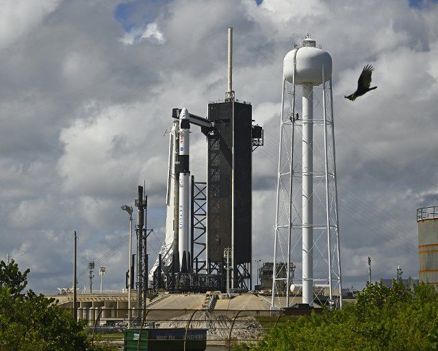 A SpaceX Falcon 9 rocket stands ready for launching the Crew Dragon spacecraft from Complex 39A at the Kennedy Space Center, Florida on Tuesday, October 4, 2022. On board will be NASA\