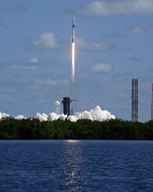 A SpaceX Falcon 9 rocket launches a Crew Dragon spacecraft from Complex 39A at the the Kennedy Space Center, Florida on Wednesday, October 5, 2022. On board are NASA Astronauts Nicole Mann and Josh Cassada as well as Roscosmos Cosmonaut Anna Kikina and Japan Aerospace Exploration Agency Astronaut Koichi Wakata. Photo by Joe Marino