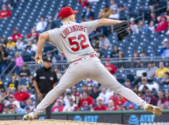 St. Louis Cardinals Matthew Liberatore (52) throws in the third inning against the at PNC Park on Wednesday October, 5 2022 in Pittsburgh. Photo by Archie Carpenter