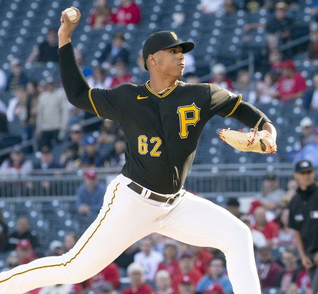 Pittsburgh Pirates relief pitcher Johan Oviedo (62) throws in the third inning against the St. Louis Cardinals at PNC Park on Wednesday October, 5 2022 in Pittsburgh. Photo by Archie Carpenter