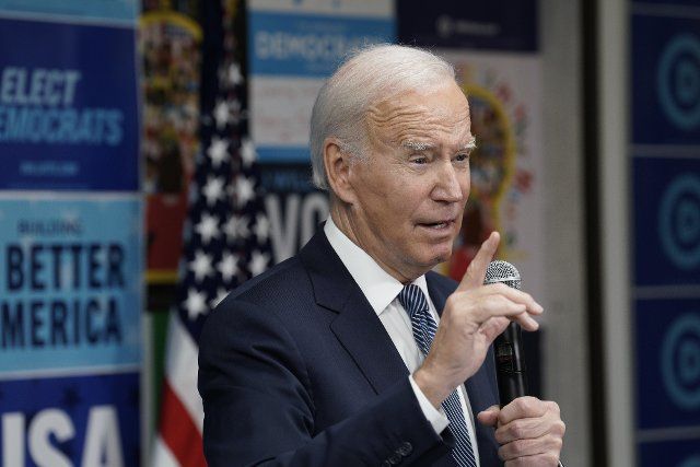 U.S. President Joe Biden delivers remarks at the Democratic National Committee headquarters in Washington, DC, on Monday, October 24, 2022. Photo by Yuri Gripas