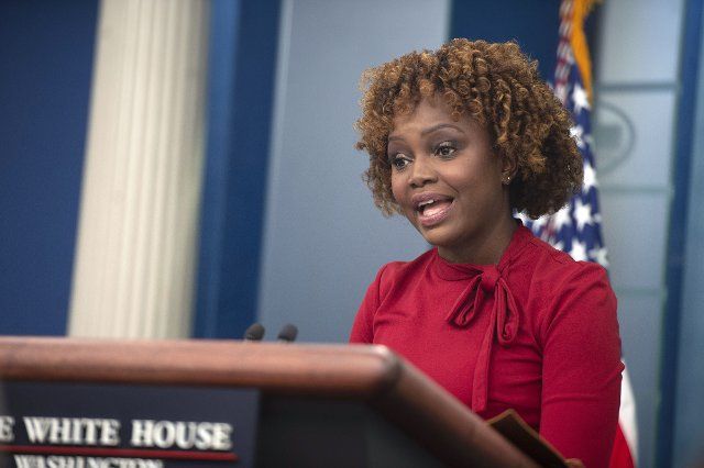 White House Press Secretary Karine Jean-Pierre speaks during the daily press briefing in the James Brady Briefing Room at the White House in Washington, DC on Friday, September 23, 2022. Photo by Bonnie Cash