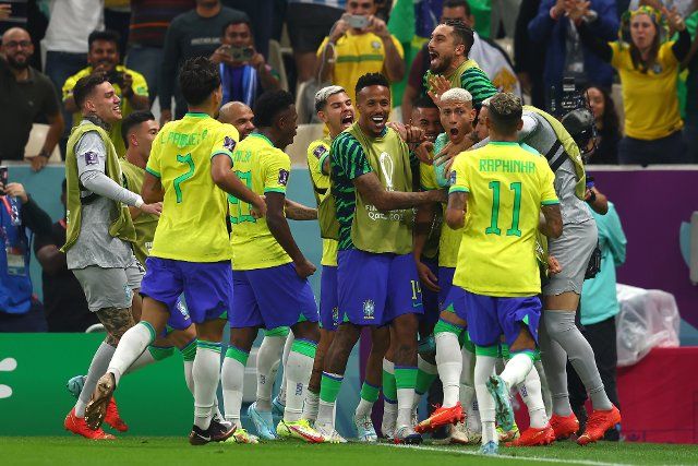 Richarlison of Brazil celebrates scoring his side\