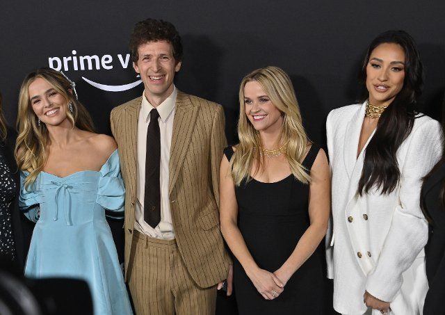Director Daryl Wein (2nd-L) joins cast members Zoey Deutch, Reese Witherspoon and Shay Mitchell (L-R) during the premiere of Prime Video\