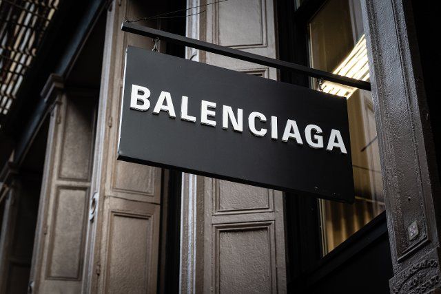 A sign for the Balenciaga store hangs in Soho in New York City on Tuesday, November 29, 2022. The luxury retailer has come under fire over two ad campaigns. Photo by Gabriele Holtermann